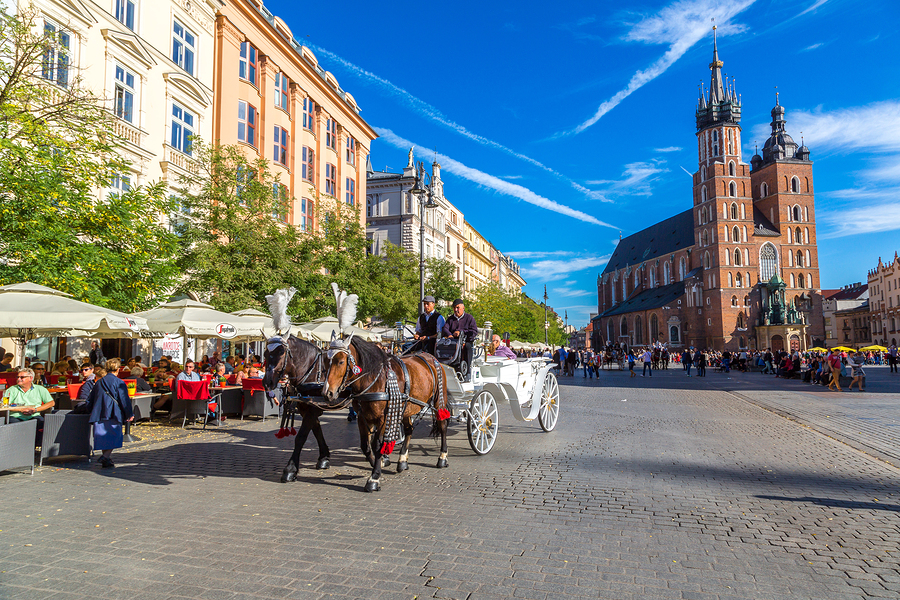Horse Carriages At Main Square In Krakow