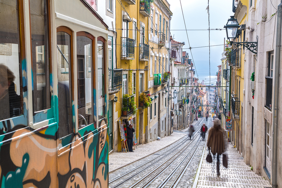 Lisbon, Portugal, Europe - View from "Bairro Alto" tramway stree